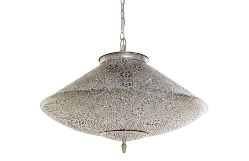 LAMPARA TECHO METAL 47X47X30 ENVEJECIDO BLANCO