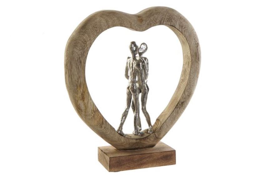 FIGURA MANGO ALUMINIO 30X9X34 CORAZON NATURAL