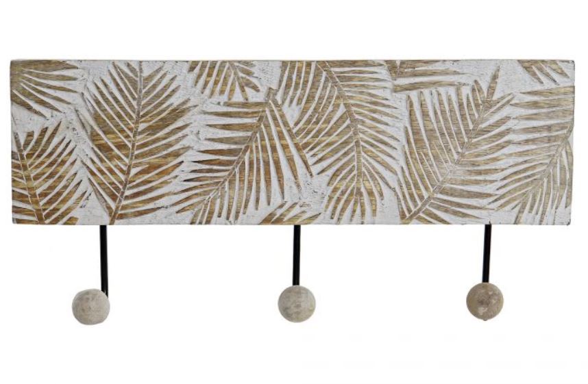 PERCHERO PARED MANGO METAL 38X7X18 3COLG. HOJAS